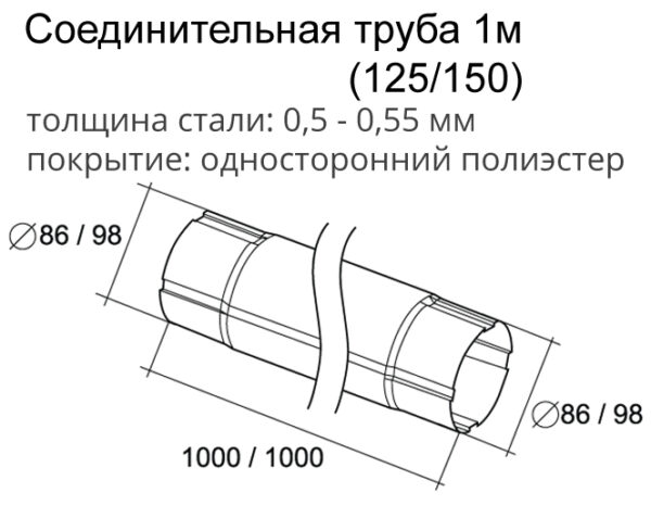 Круглая труба, 1 м